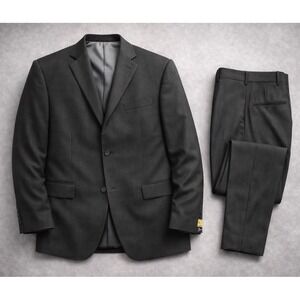 Elegante Gentiluomo Mens Suit 46S Gray Pinstripe Classic 2 Piece Formal Unhemmed